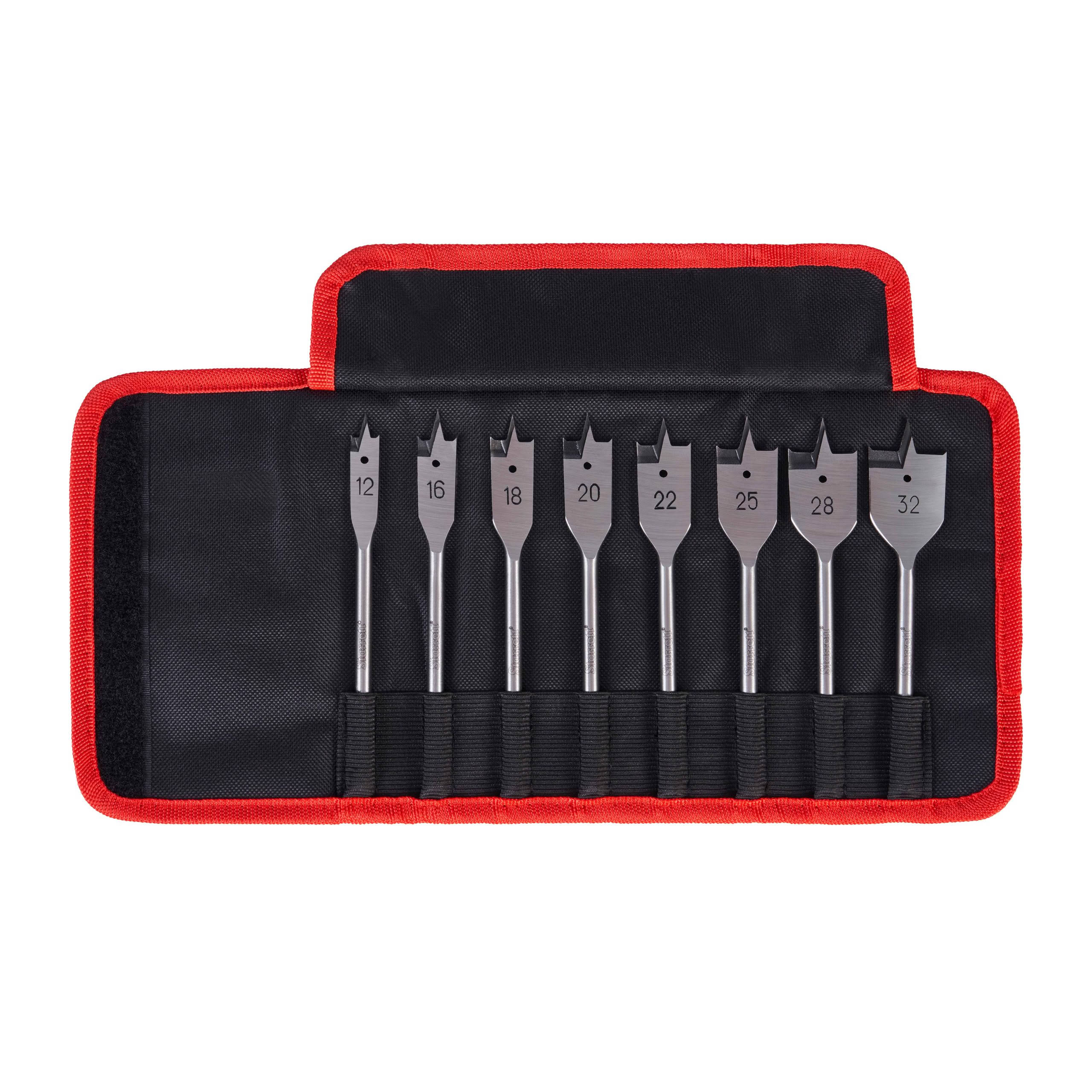 Flat Wood Drill Bit 8pc Set Contents
