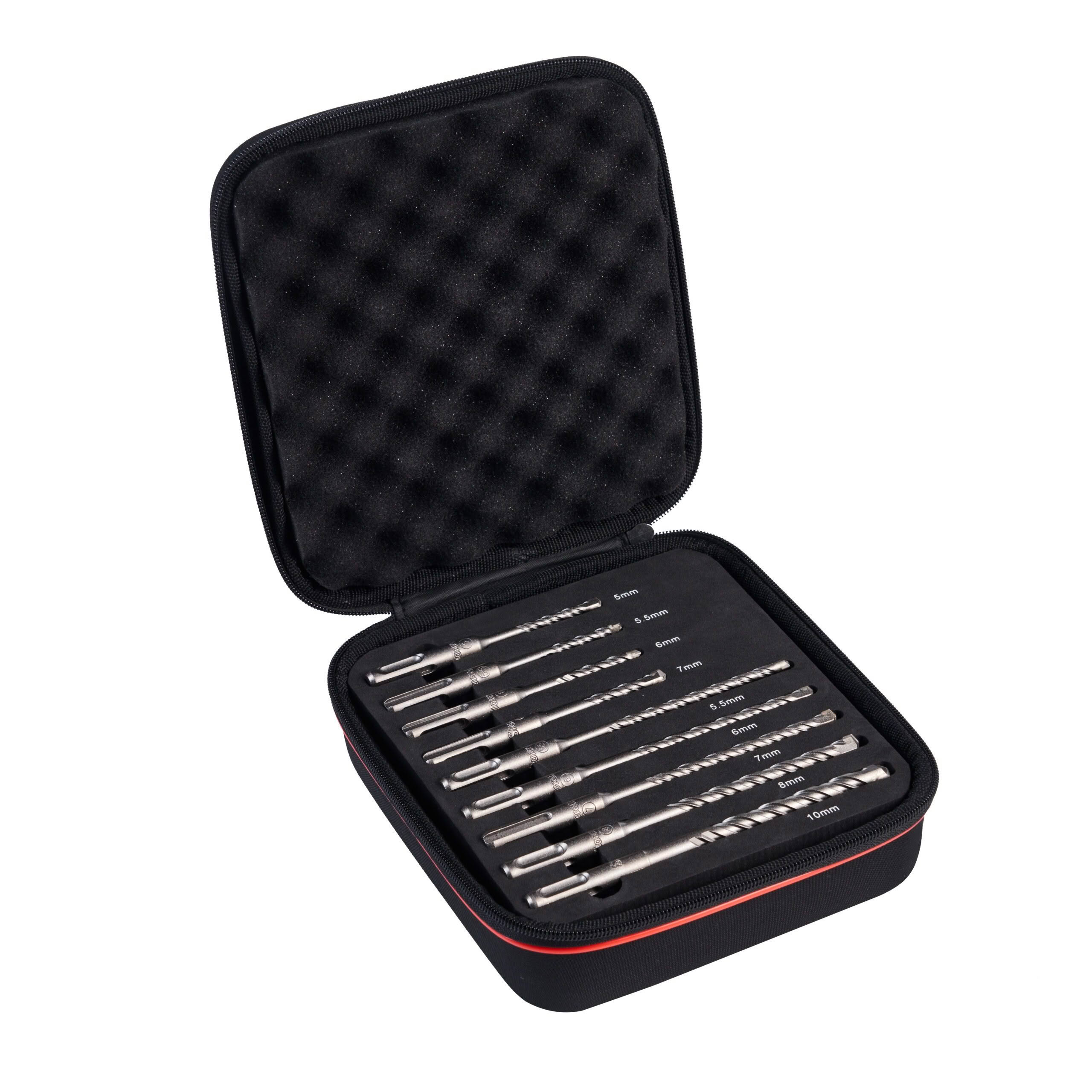 SDS Plus 2 Points Drill Bit 9pc Set Contents